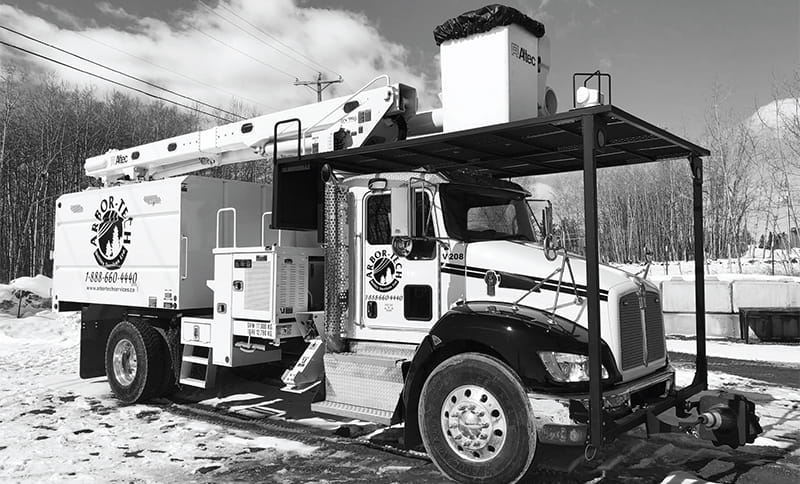 Aerial truck tree trimmer